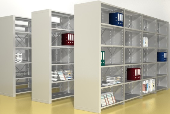 стационарные стеллажи со сплошной стойкой